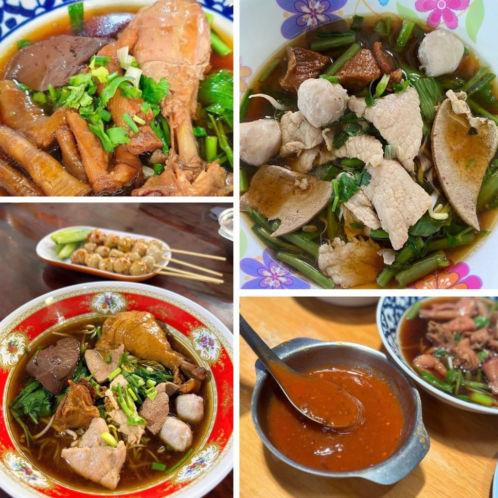 ก๋วยเตี๋ยวน้ำแดง เพชรบุรี ร้านเจ๊น้อง หมูหมักและลูกชิ้นเนื้อแน่น